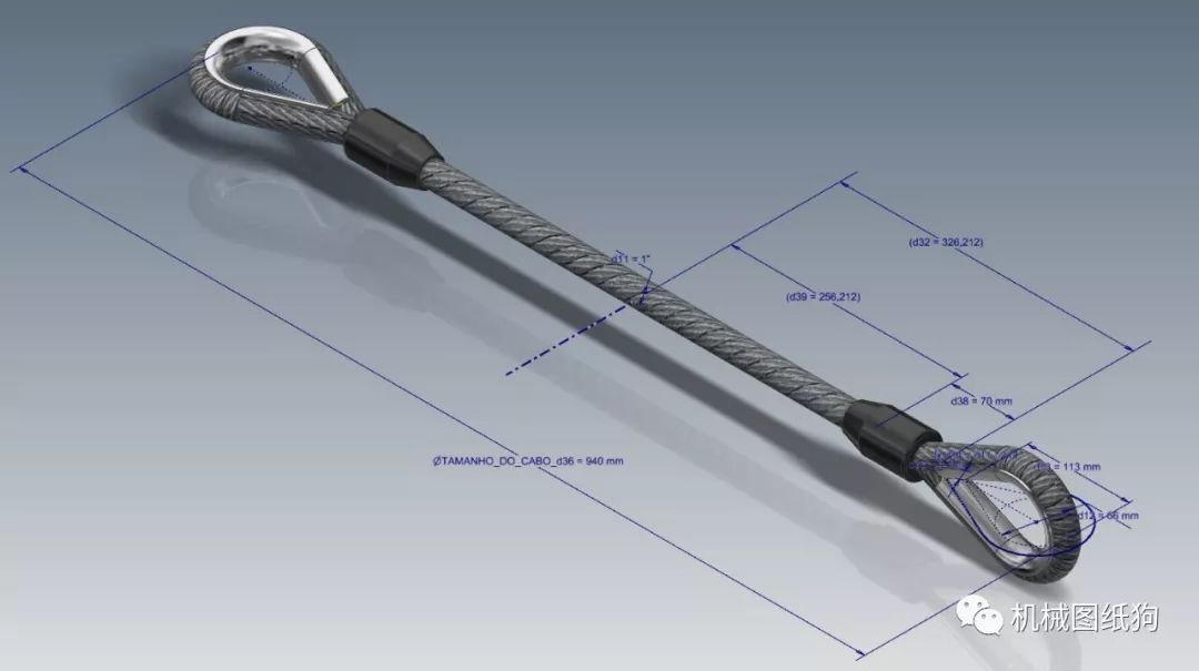 【工程机械】0 125英寸防脱绳钢丝绳模型3d图纸 Inventor设计 Solidworks 仿真秀干货文章