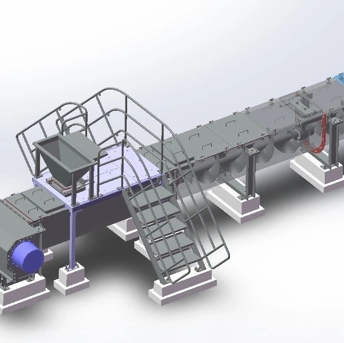 【工程机械】螺旋输送机 输送散装物料3D图纸 Solidworks设计 附x_t