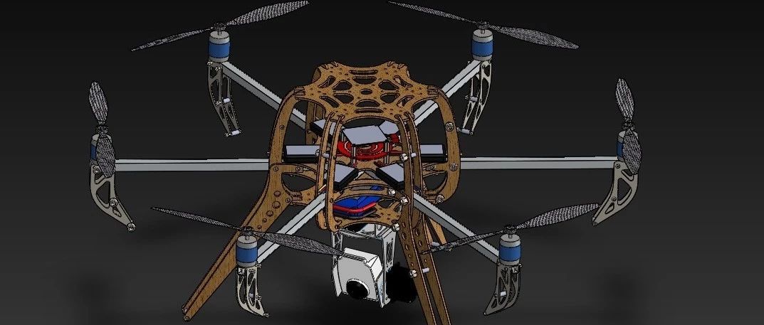 【飞行模型】六翼航拍器六轴无人机框架3D图纸 Solidworks设计