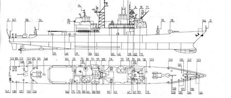 【海洋船舶】美国巡洋舰Ticonderoga提康德罗加级航模平面图纸 jpg格式