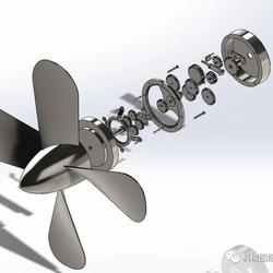 【工程机械】齿轮传动螺旋桨3D数模图纸 Solidworks设计