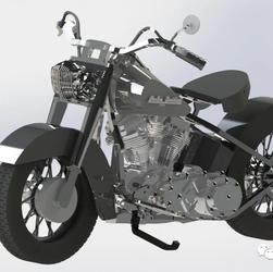 【其他车型】Harley-Davidson摩托车拼装模型3D图纸 Solidworks设计