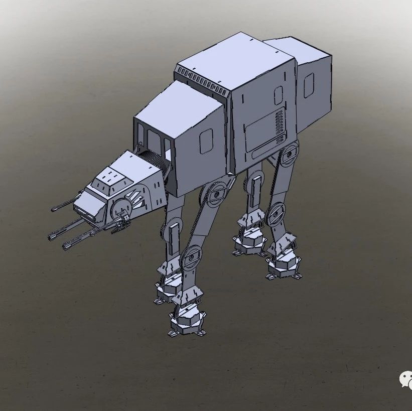 【机器人】AT-AT帝国步行机四足机器人拼装模型3D图纸 Solidworks 附STEP