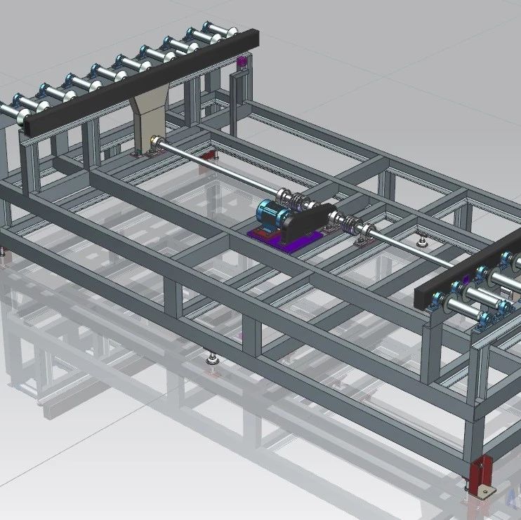 【工程机械】MACHINE滚筒输送机3D数模图纸 UG设计