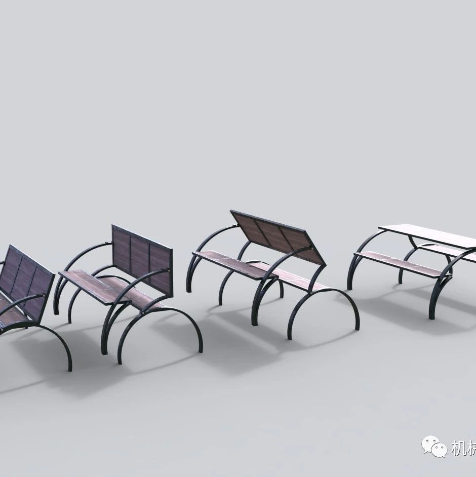 【生活艺术】几款公园椅子长椅模型3D图纸 IGS格式