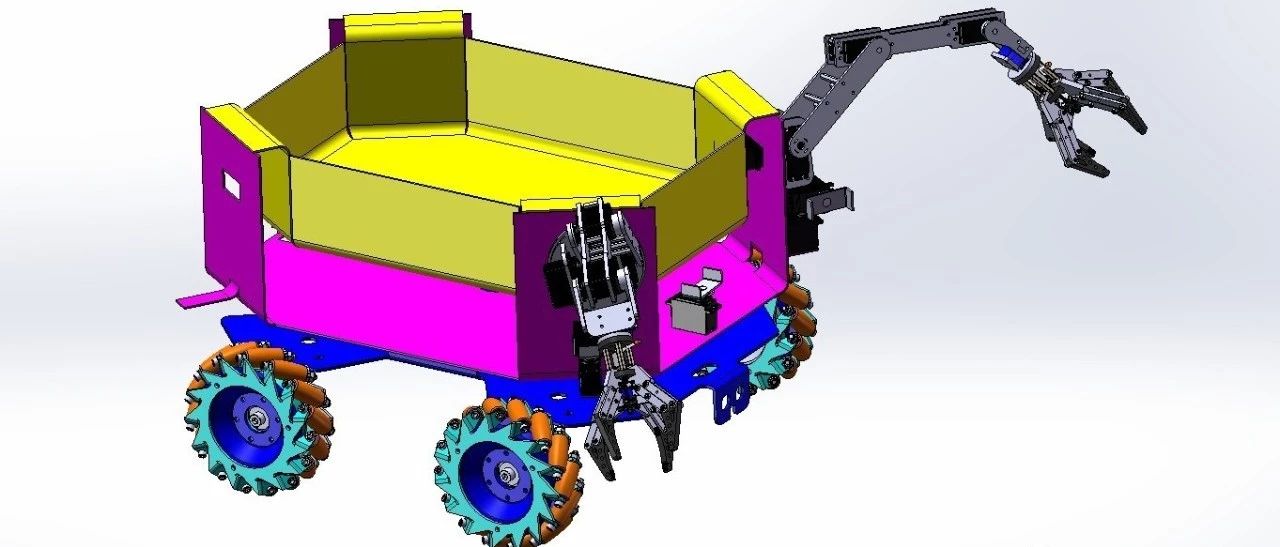 【机器人】Raspberry树莓派麦克纳姆轮机械手小车模型3D图纸 Solidworks设计