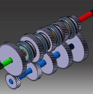 【差减变速器】5速变速箱内部齿轮结构3D图纸 STP格式