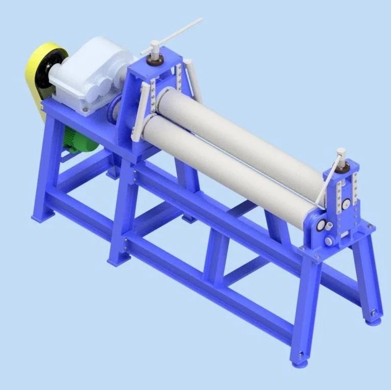【工程机械】Rolling Machine卷板机滚压机模型3D图纸 STP格式