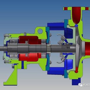 【泵缸阀杆】Cutaway离心泵半剖结构模型3D图纸 STP格式