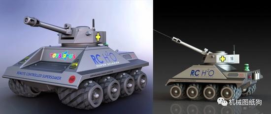【其他车型】RC-H2O坦克炮玩具模型3D图纸 Solidworks设计