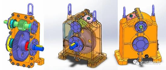 【差减变速器】P3.3KW斜齿减速器减速箱3D数模图纸 Solidworks设计