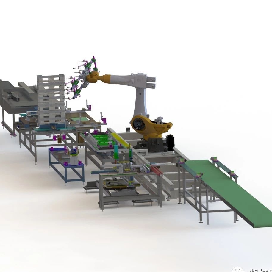 【非标数模】机器人操作的自动化生产线3D模型图纸 STEP格式