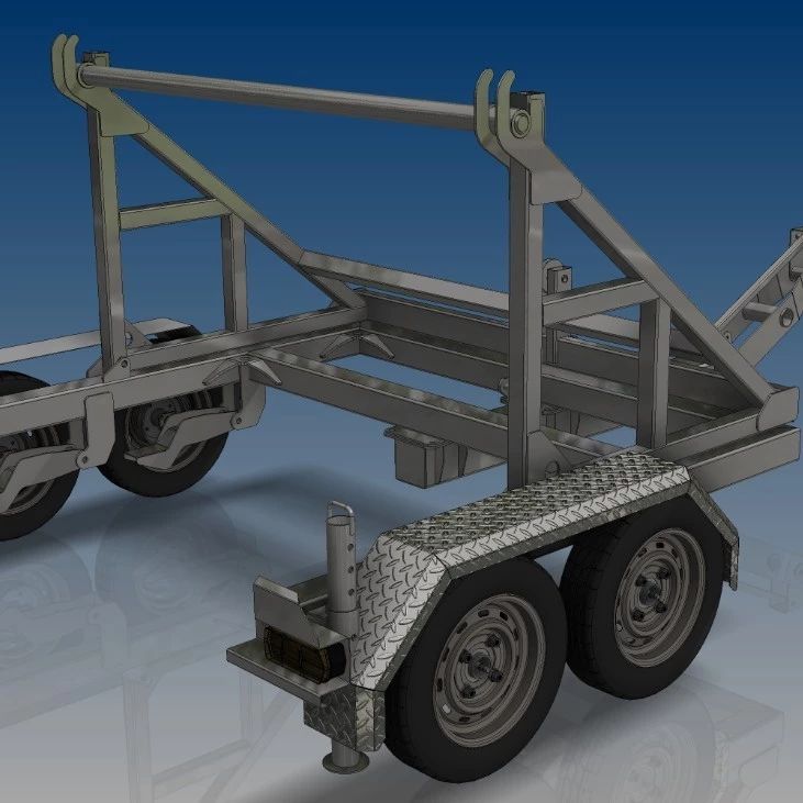 【工程机械】Reel Trailer卷筒拖车3D数模图纸 IGS格式