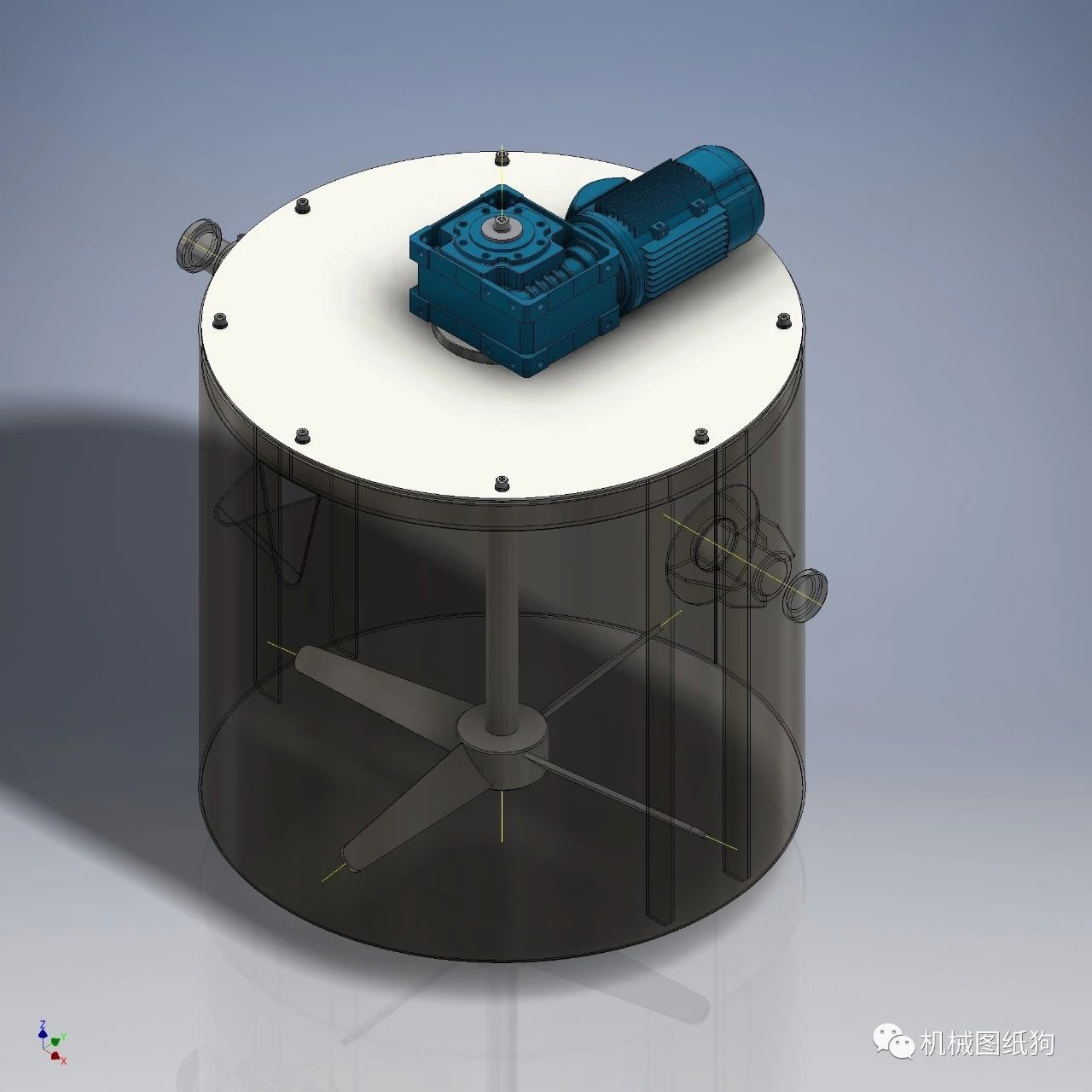 【工程机械】简易立式搅拌桶模型3D图纸 STP格式