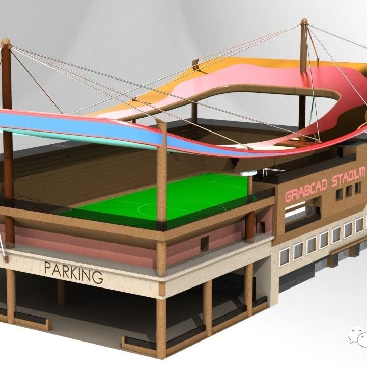 【生活艺术】Crabcad足球场馆模型3D图纸 Solidworks设计