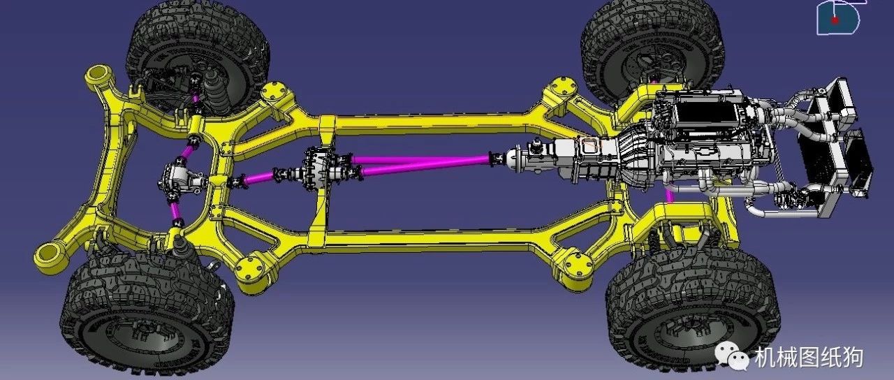 【汽车轿车】4x4四轮机车底盘及动力组模型3D图纸 STP格式