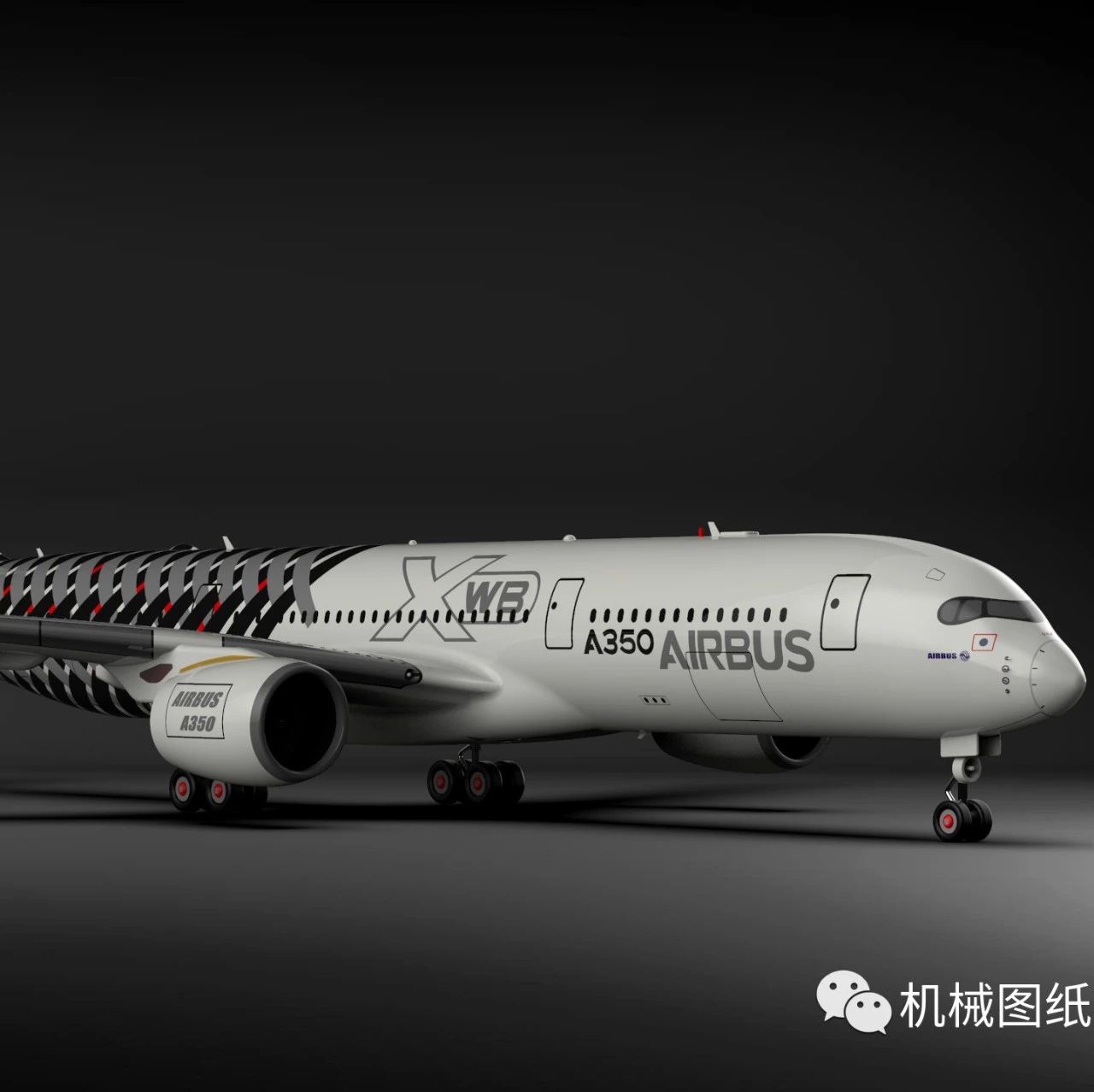 【飞行模型】Airbus A350 XWB空客飞机模型3D图纸 Solidworks设计