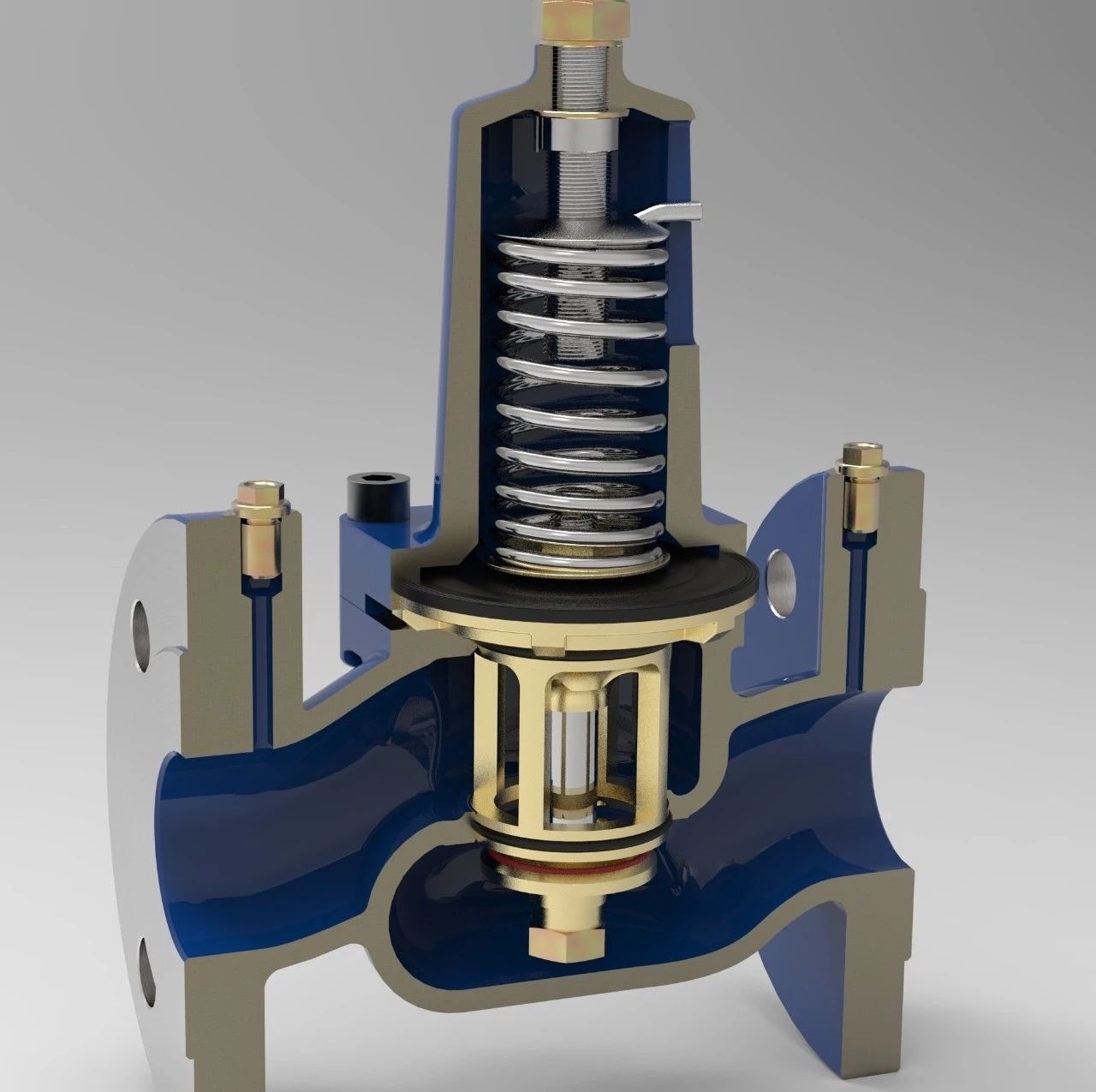 【泵缸阀杆】DN50减压阀减压器3D数模图纸 STEP格式