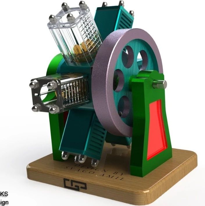 【发动机电机】Svago气动6缸星形发动机模型3D图纸 Solidworks设计