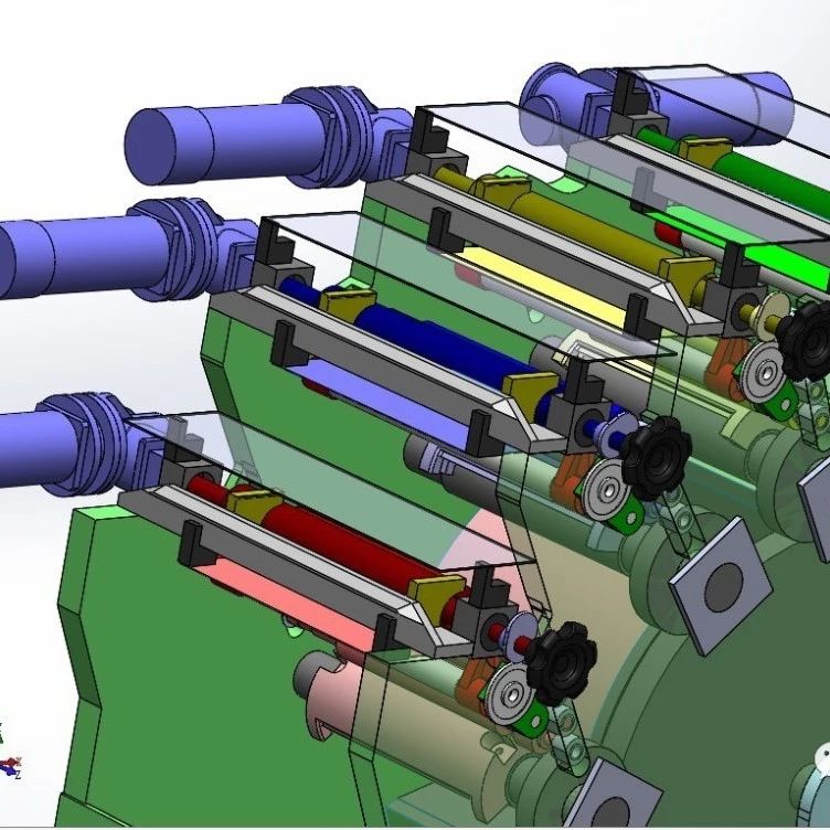 【工程机械】四色管式打印机核心结构3D图纸 Solidworks设计