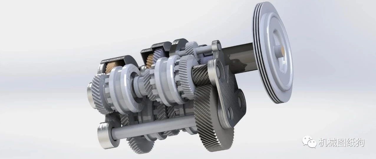【差减变速器】双离合器传动齿轮箱3D数模图纸 Solidworks设计 附STEP