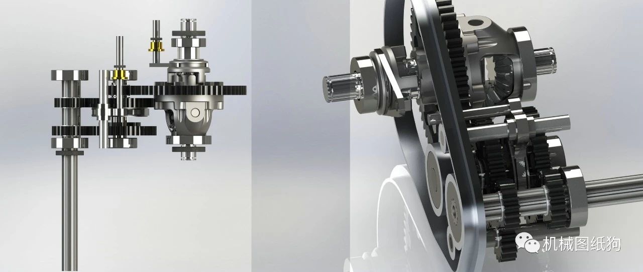 【差减变速器】mini BAJA齿轮箱模型3D图纸 Solidworks设计