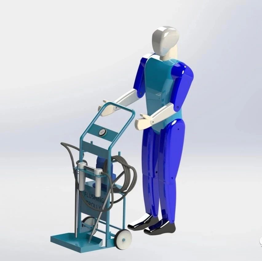 【工程机械】液压冲洗小推车模型3D图纸 STEP格式