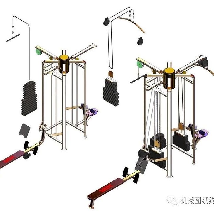 【生活艺术】几个健身器材模型3D图纸 Solidworks设计
