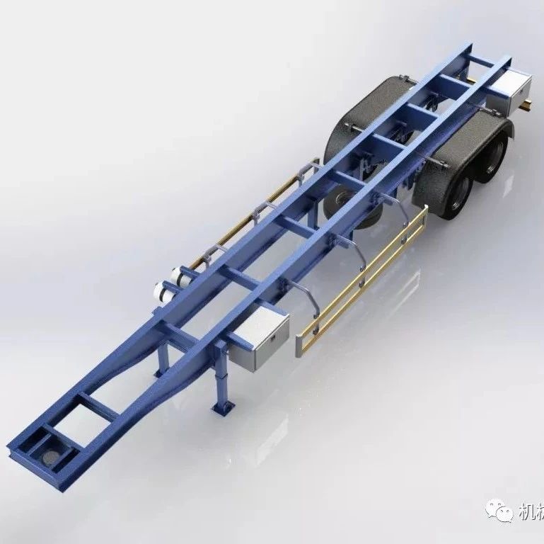 【工程机械】40英尺集装箱半挂车3D数模图纸 STEP格式