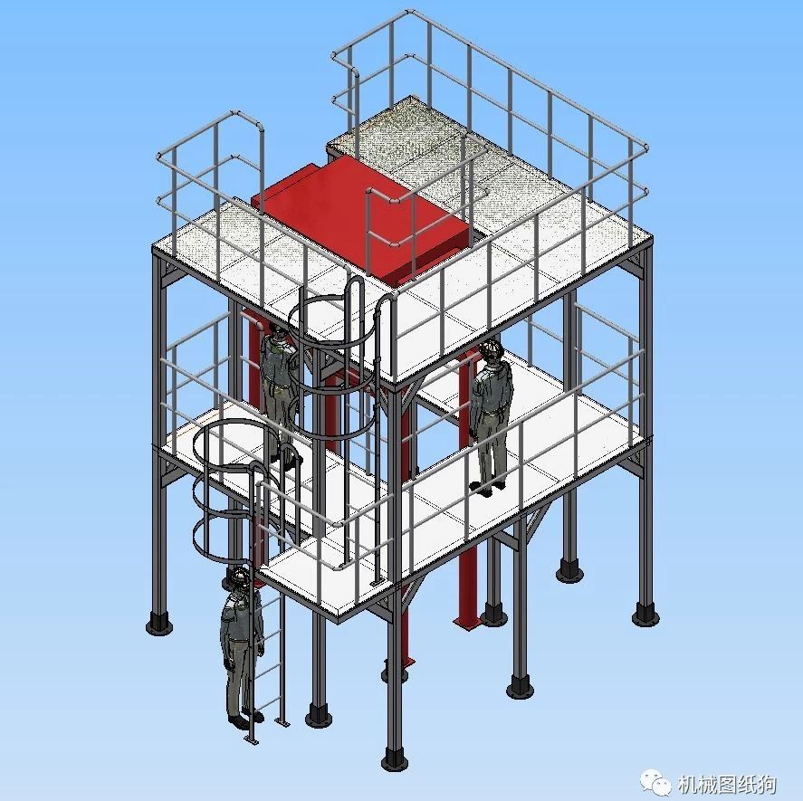 【工程机械】Maxxtec厂房双层钢结构平台3D图纸 STP格式