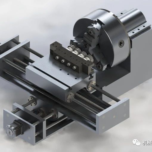 【工程机械】台式小型数控车床CNC加工机床模组3D图纸 Solidworks设计