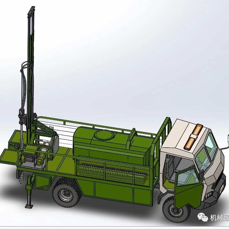 【工程机械】中型钻机卡车简易模型3D图纸 Solidworks设计