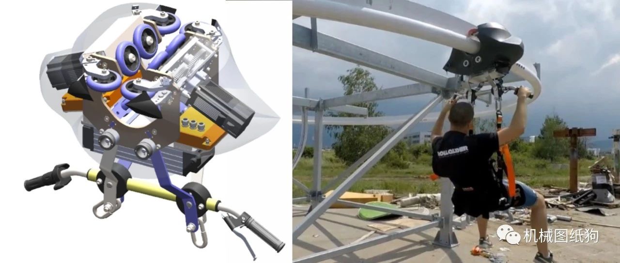 【工程机械】悬挂式电动滑轨车娱乐设施3D图纸 Solidworks设计 附IGS