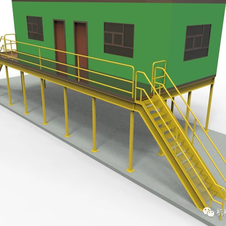 【工程机械】Mezzanine工业板房办公室3D数模图纸 STP格式