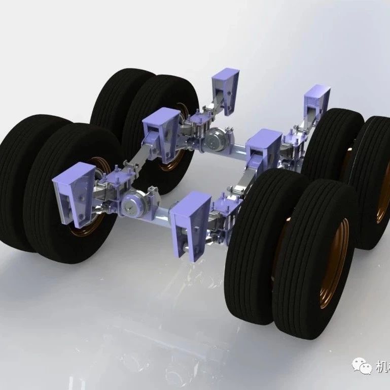 【工程机械】半挂车后桥模型3D图纸 x_t step格式