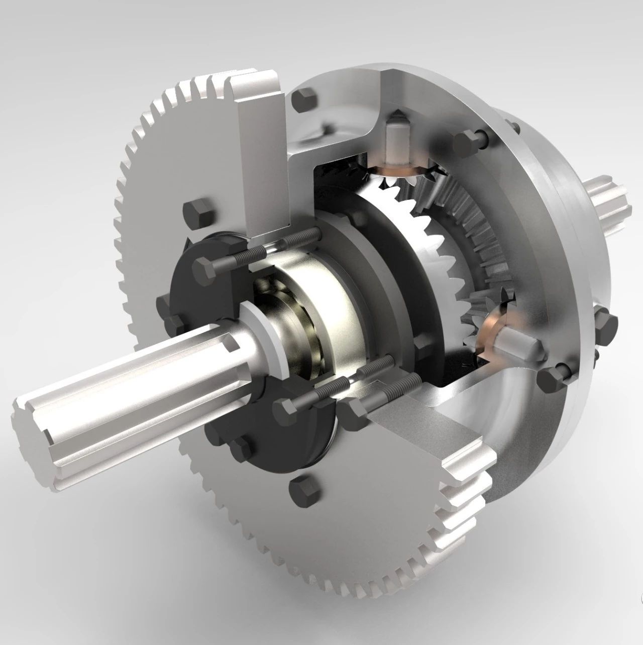 【差减变速器】差动齿轮差速器结构3D图纸 Solidworks设计 附平面图