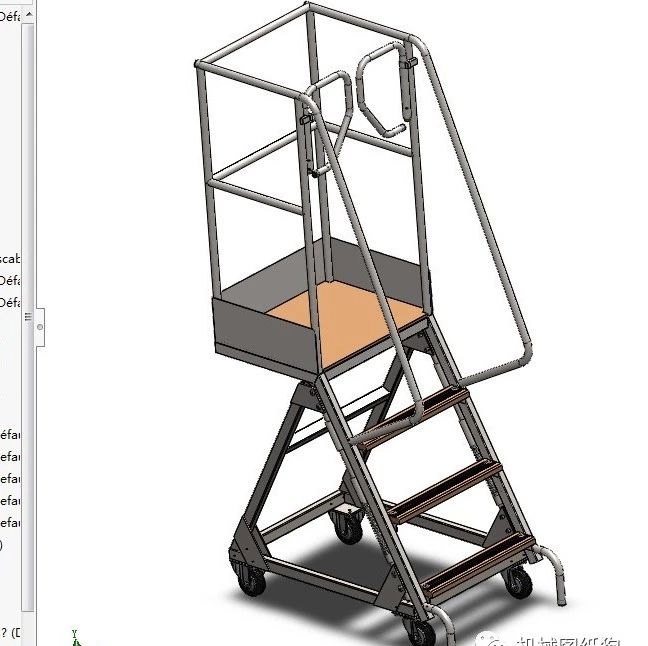 【工程机械】Escabeau移动式人字梯架模型3D图纸 Solidworks设计 附STEP