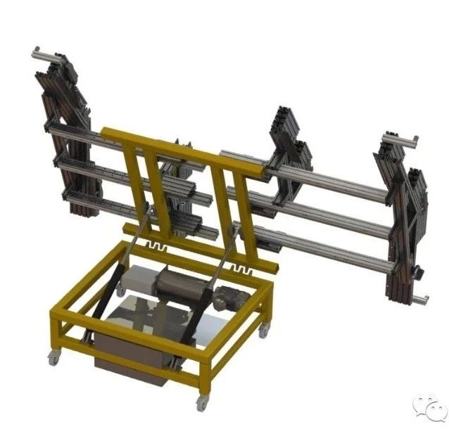 【工程机械】带倾斜副架的车顶装配夹具3D数模图纸 x_t step igs格式