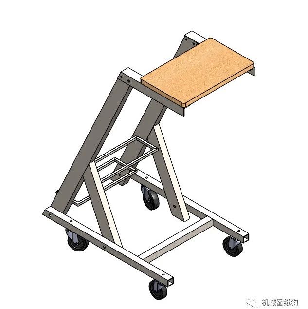 【工程机械】汽车引擎检测专用移动座椅模型3D图纸 Solidworks设计
