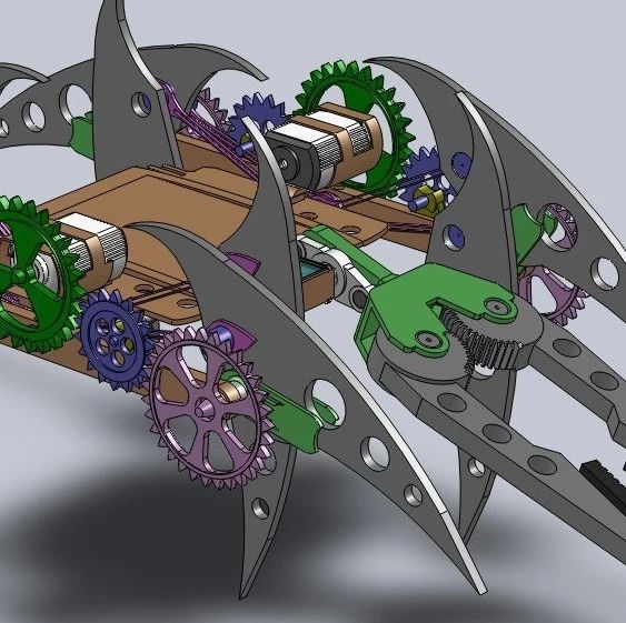 【机器人】Spider四足爬行小机器简易结构模型3D图纸 Solidworks设计