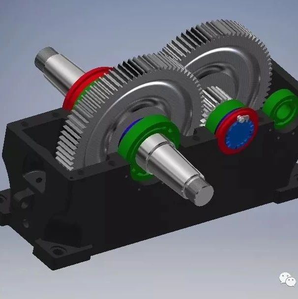 【差减变速器】2 Stages二级齿轮箱3D数模图纸 INVENTOR设计