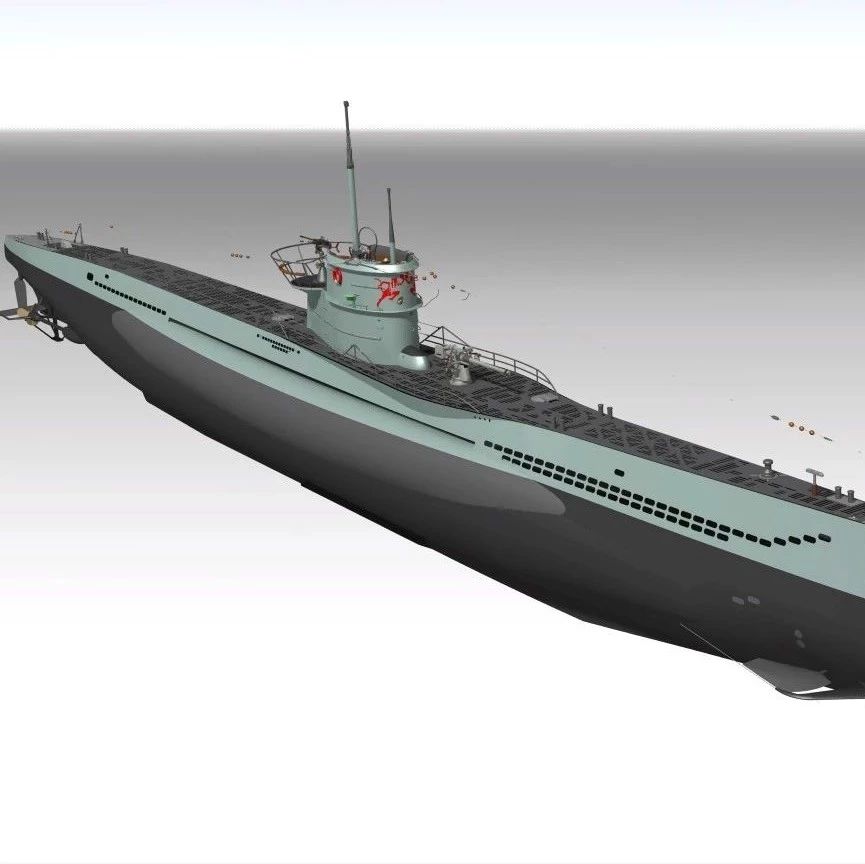 【海洋船舶】U552号潜艇简易模型3D图纸 STP IGS格式