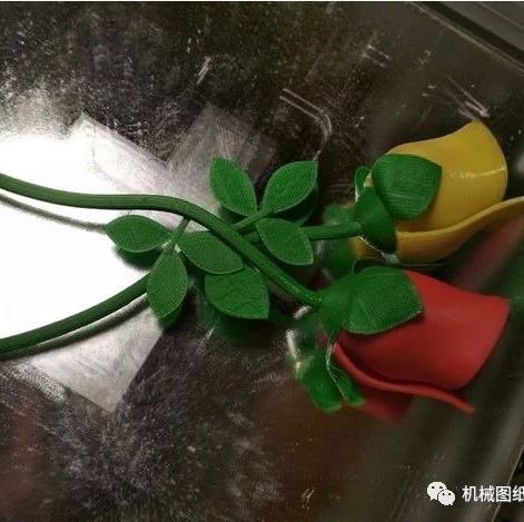 【3D打印】一只带叶的玫瑰花模型3D打印图纸 STL格式