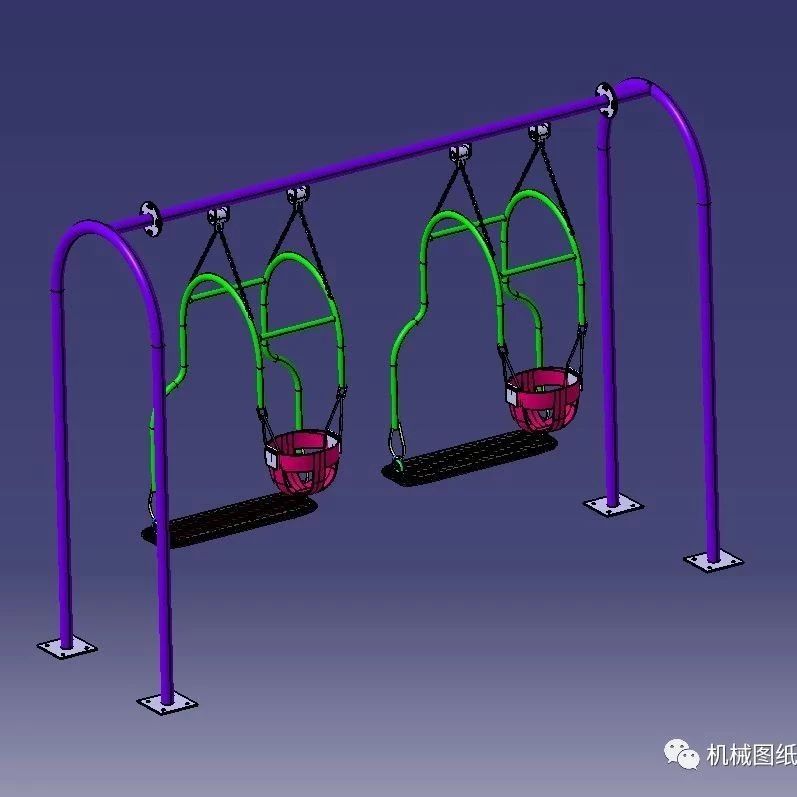 【生活艺术】儿童宝宝秋千架3D数模图纸 CATIA设计 附STP