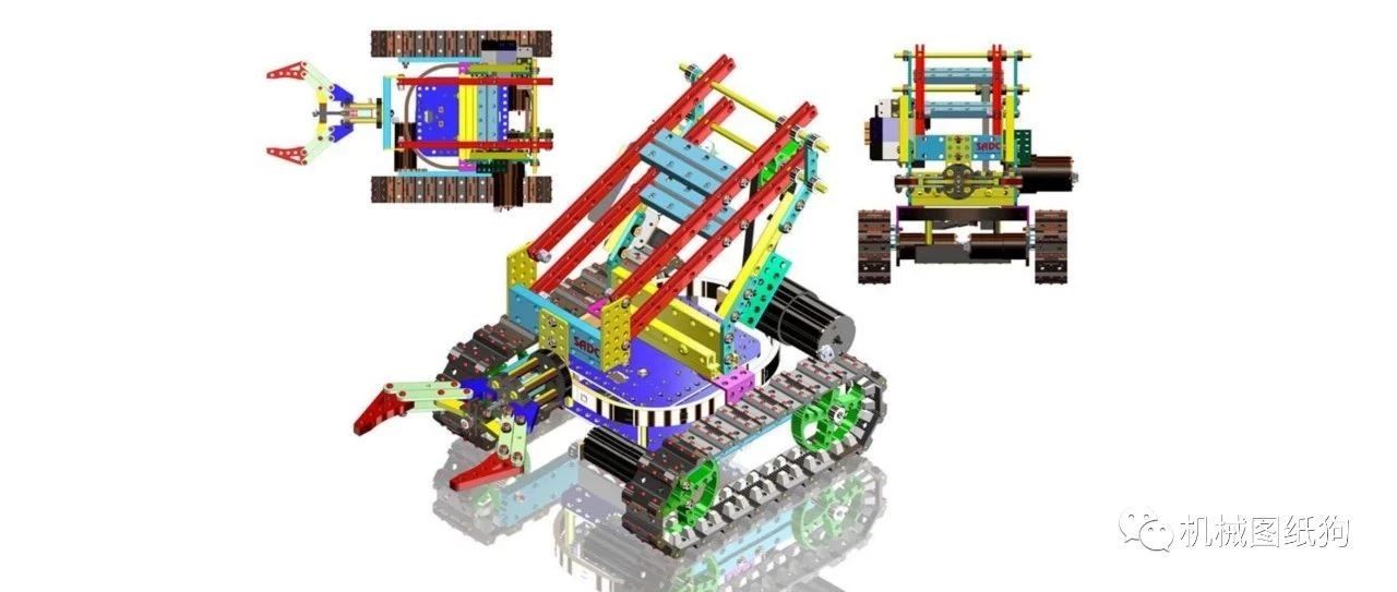 【其他车型】简易机械臂履带坦克小车3D数模图纸 Solidworks设计 附STEP