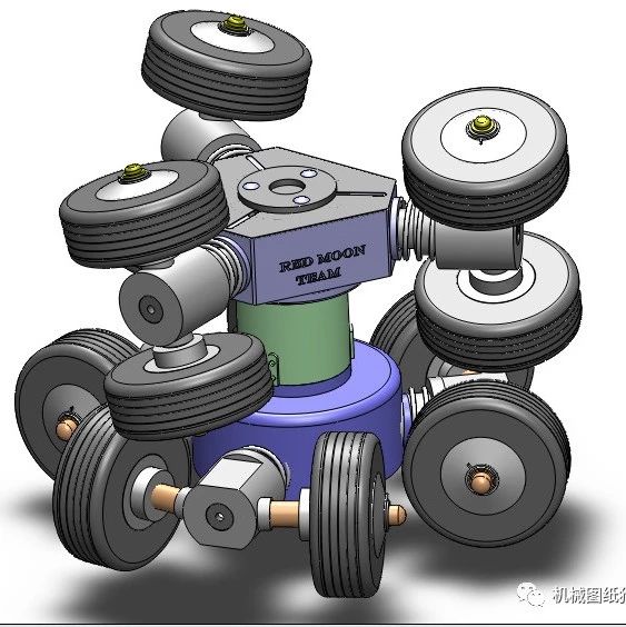 【机器人】管内清洗机器人结构3D数模图纸 Solidworks设计