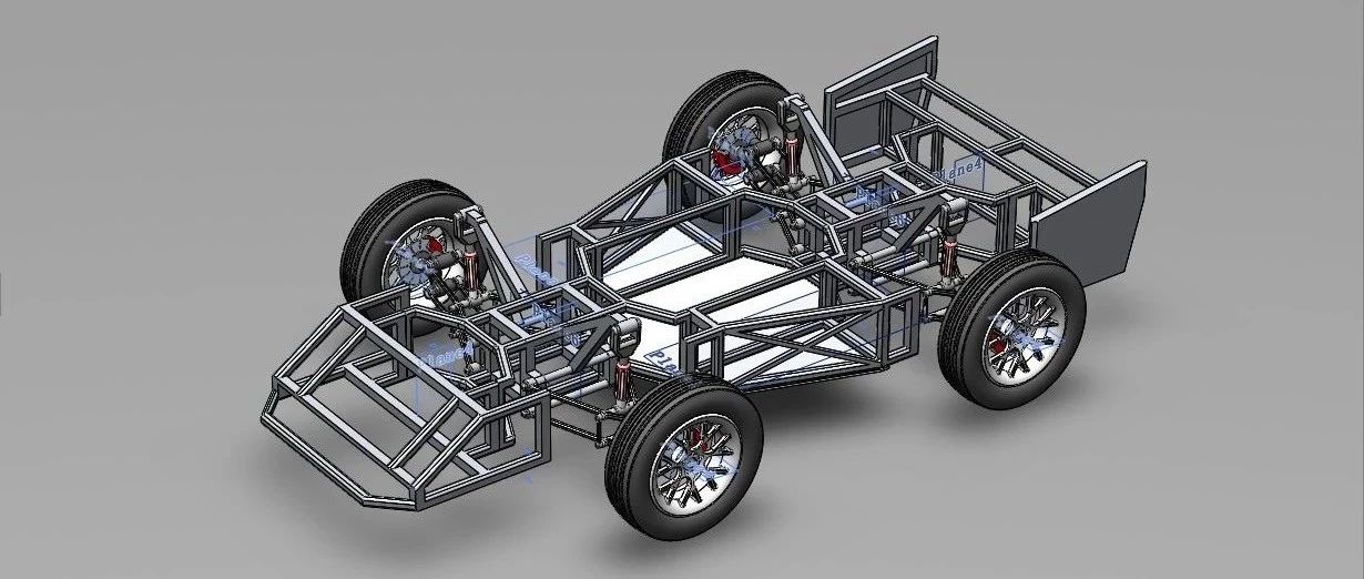 【汽车轿车】开源四轮车框架3D数模图纸 Solidworks设计