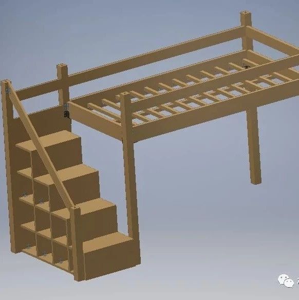 【生活艺术】上床下柜框架结构3D数模图纸 INVENTOR设计 附STP