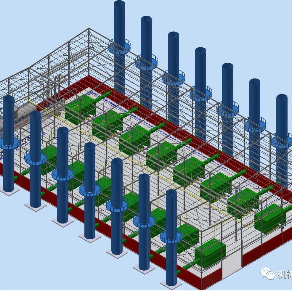 【工程机械】蒸汽锅炉厂房模型3D图纸 STP格式