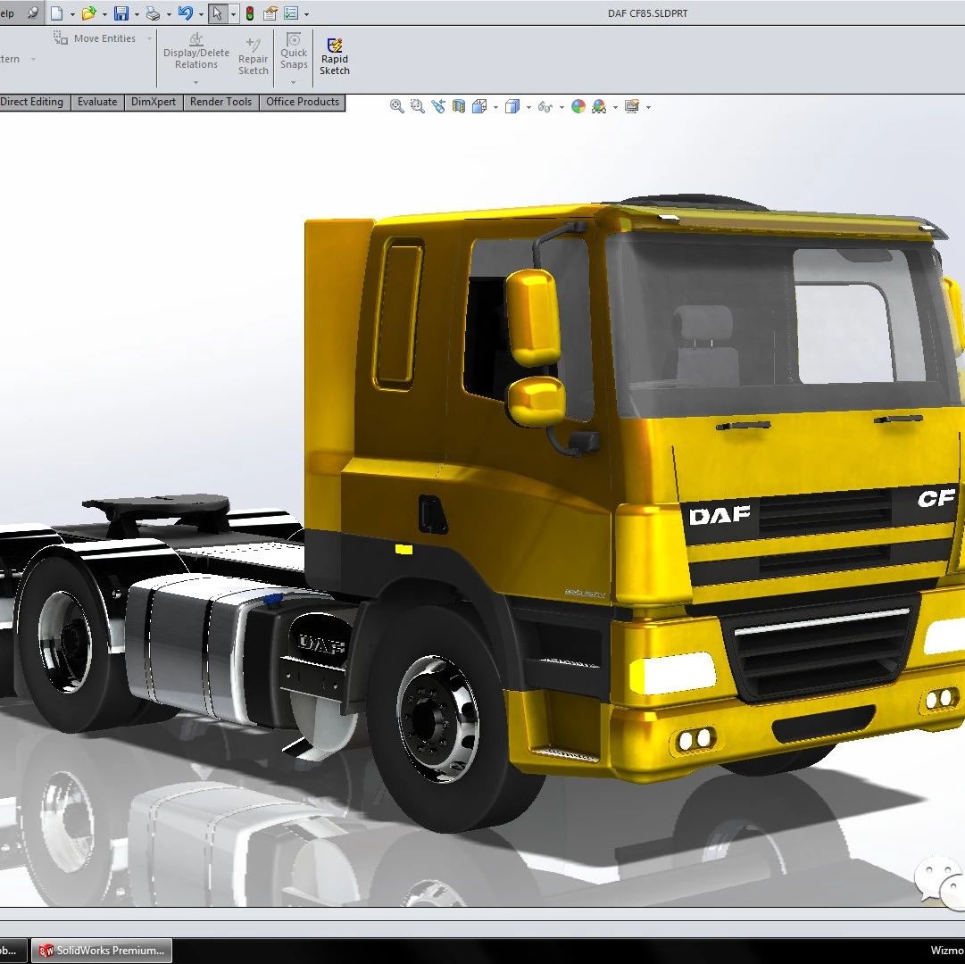 【工程机械】DAF CF85重卡头模型3D图纸 Solidworks设计